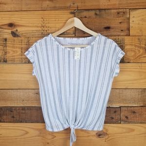 NWT Aeropostale Linen Blend Striped Tie Top Small